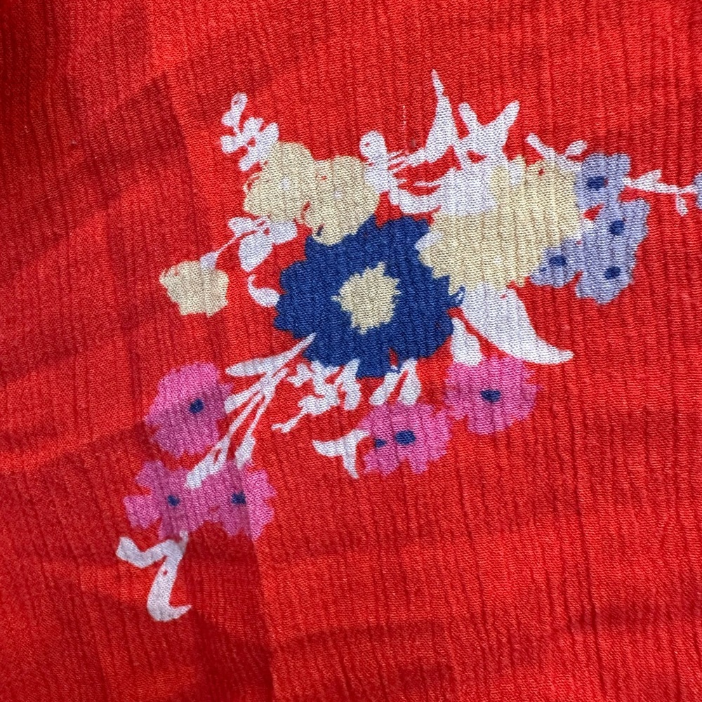 ModCloth Cropped Breezy Tendency Top Red Orange Floral Front Tie Plus Size 4X - Picture 10 of 15